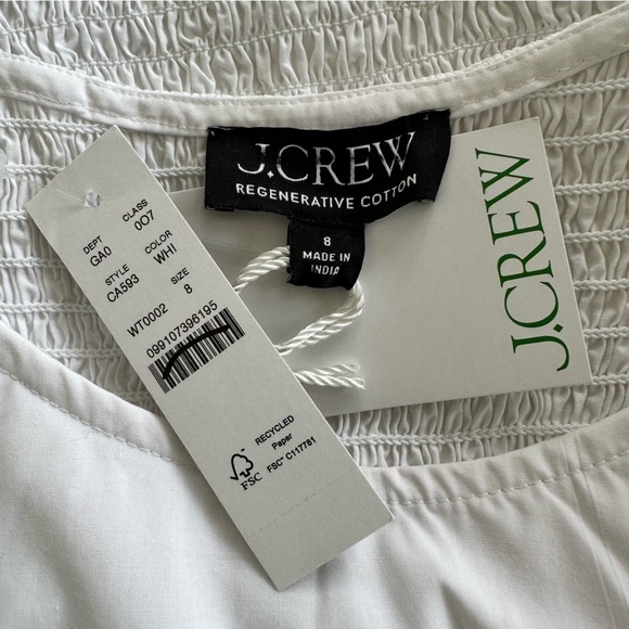 NEW J. CREW Cropped and Fitted puff-sleeve top in white cotton Size 8 - Picture 6 of 8